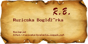 Ruzicska Boglárka névjegykártya